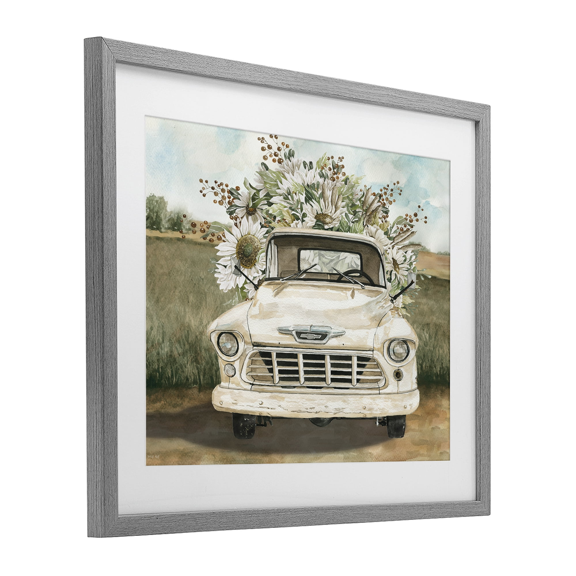 Stupell Industries Retro Country Flowers Delivery Gray Framed Print Under Glass, design by Cindy Jacobs