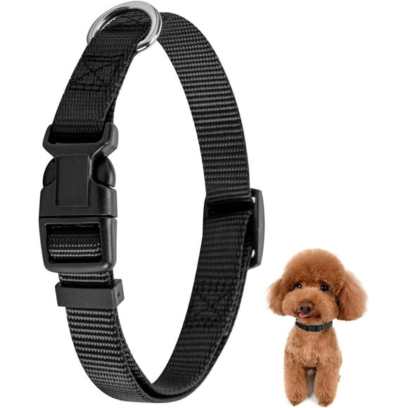 shiyou-Adjustable Dog Collar Black Nylon Dog Collar Martingale Collar for Dogs with Quick Release Buckle Classic Pet Collar for Small Medium Large Dogs (Small 1 Pack)