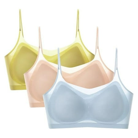 Clearance!Uooqdmx Sports Bras for Women Plus Size Lingerie Thin Ice Silk Bra Breathable Ice Silk Daily Bra with Removable 3 Packs Ice Silk Comfortable Bra Bandeau Bra Yellow(3PC) 3XL