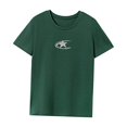 thumbnail image 3 of Camiseta de verano con cuello redondo para mujer para desplazamientos, viajes, deportes de playa, vacaciones Verde, 3 of 7