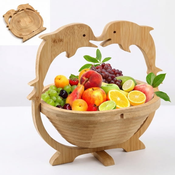 HUJHKIO Pop-Up Bamboo Tray, Reusable Gift Basket & Serving Dish, Fun Shape for Candy Cookies Snacks, Spring Centerpiece for Brunch Table, Teacher Neighbor Family Gift