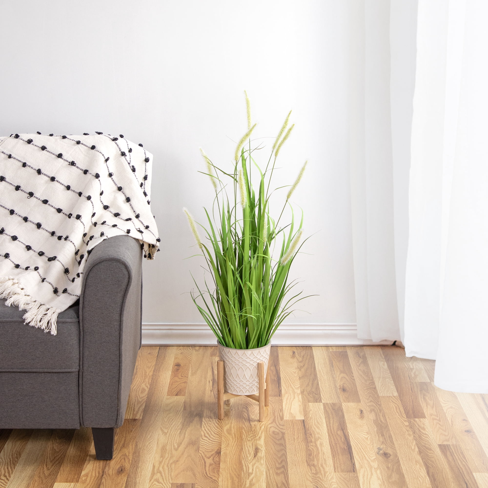 36" Potted Green Artificial Onion Grass Plant - 12