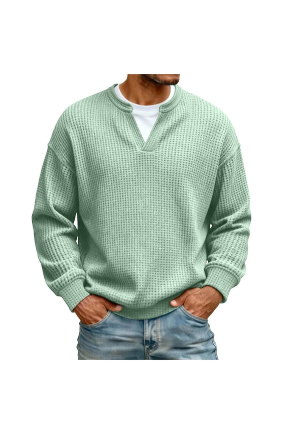 Men's Long Sleeve V-Neck Layered Look Casual Tee Shirt