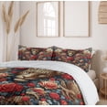 thumbnail image 5 of Ambesonne Leopard Duvet Cover Set, Rich Rococo Style Roses, Queen, Dark Coral Caramel and Blue, 5 of 6