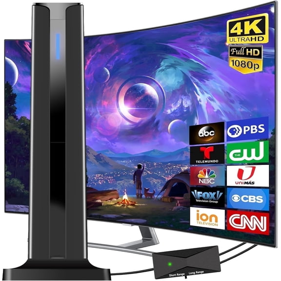 Digital Antenna for Smart TV Indoor, 2026 HD Antennas with 3M-Stick Base | Easy Installation Antennas for TVs Without Cable (7.0 in), 360°&Long Range Reception TVs Antenna for Local Channels