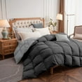 thumbnail image 2 of Ayanshi Hotel Bedding Comforter Twin Size, Duvet Insert, Quilted Comforter with Corner Tabs, All Season Lightweight Quilt, Down Alternative Hotel Comforter Twin Size 68X90 Dark Grey/Silver Gray, 2 of 9
