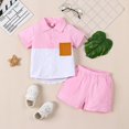 thumbnail image 2 of GXWEA Baby Boy Outfits Boys Clothes Toddler Boy Summer Outfits Short Sleeve Shirt Tops Shorts Sets Baby 5-6 Years Pink, 2 of 8