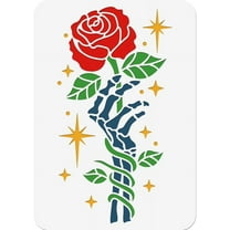 Skull Rose Border Stencil 11.7x8.2 inch Hollow Out Rose Flowers Craft Stencil Reusable Vine Floral Leaf Wall Border Stencil Plant Stencil Template for DIY Scrapbook Photo Album