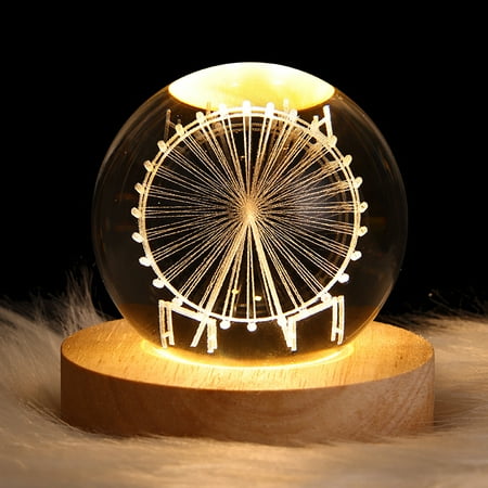 

Unique Glowing Planetary GalaxyAstronaut Crystal Ball Night Lights USB Power Warm Bedside Light Christmas Kid Gift Night Lamp