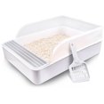 thumbnail image 1 of Muyoka ALIMARO Caja de arena para gatos semiabierta Caja de arena para gatos abierta Antisalpicaduras Caja de arena para tamizar de lado alto con cuchara para tamizar arena Antideslizante Duradero Sem Muyoka Hogar, 1 of 7
