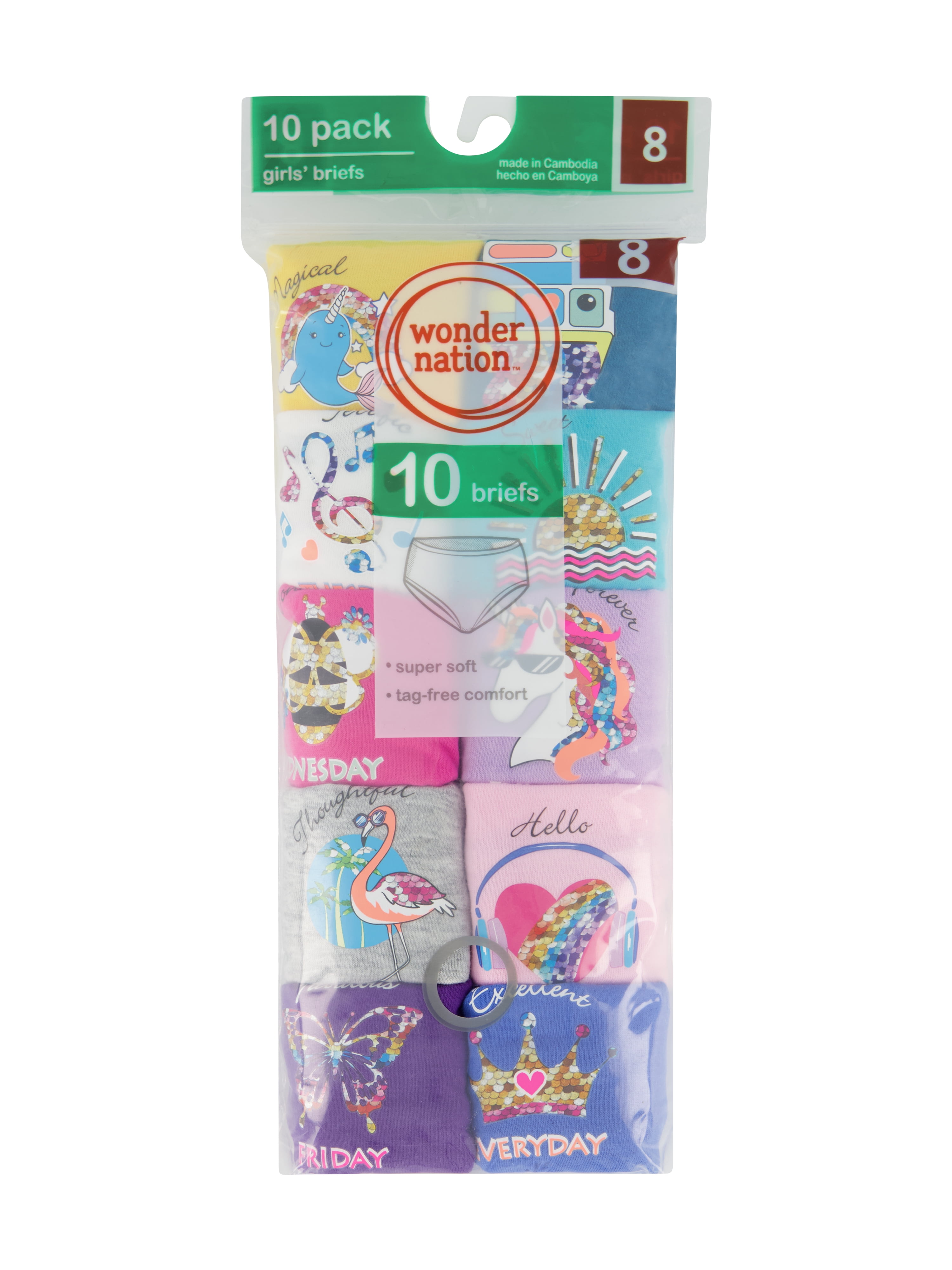  Wonder Nation Toddler Girls Panties Briefs (as1, age, 2_years,  3_years, Multi Assorted - 10 Pack): Clothing, Shoes & Jewelry