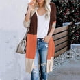 thumbnail image 1 of Styesk Cardigan for Women Ladies Paneled Contrast Striped Pocket Cardigan Long Jacket, 1 of 7