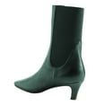 thumbnail image 3 of FSJ Women Casual Square Closed Toe Ankle Boots Kitten Low Heel Slip On Western Elastic Chelsea Booties Walking Dress Classic Shoes Size 7.5 Green, 3 of 4