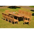 thumbnail image 2 of Teak Dining Set: 10 Seater 11 Pc: 94" Rectangle Table & 10 Stacking Arbor Armless Chairs Outdoor Patio Grade-A Teak Wood WholesaleTeak #WMDSAB14, 2 of 5