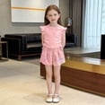 thumbnail image 4 of Cethrio Girls Summer Outfit Sets, 2 Piece Flutter Sleeve Casual Cute Girls Clothing sets Pink Size 7-8 T, 4 of 5