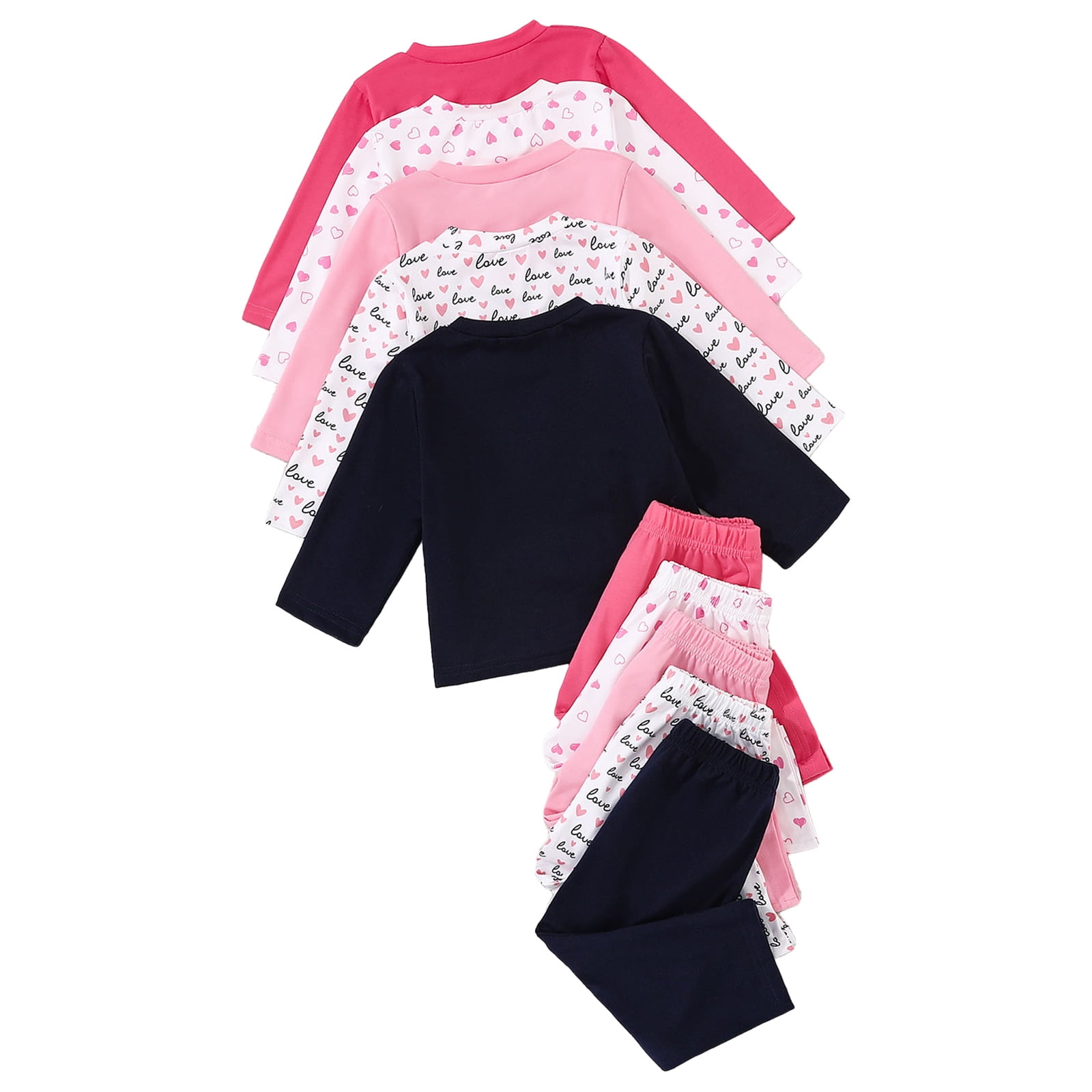Zshosam Baby Clothes Unisex Winter Girls Clothes Set Shirt Top and Pants Kids 10 Piece Outfits for School Casual Size 18 24 Months,(Pink 18-24 Months)