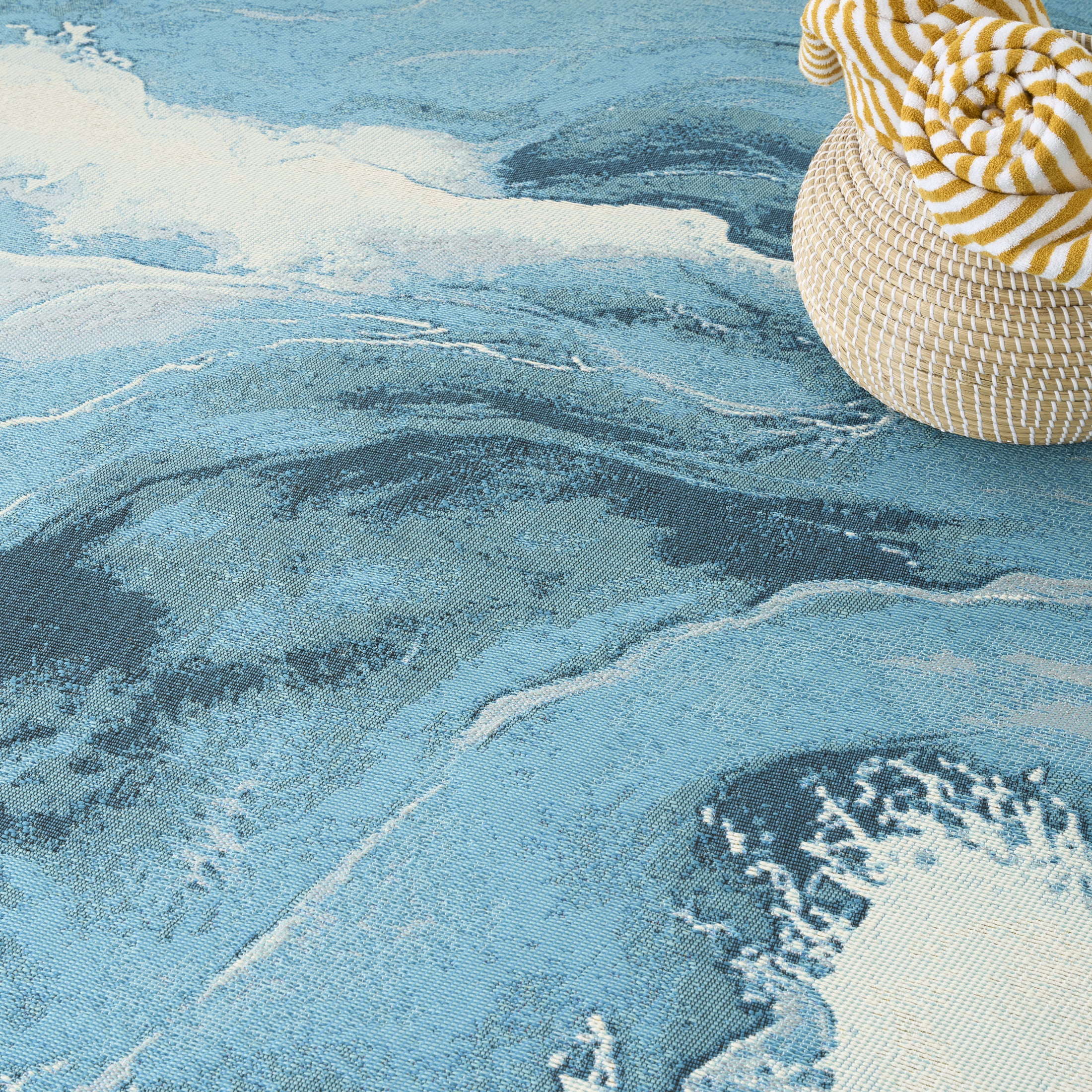Nourison Color Splash 9'10" x 13'2" Ivory Blue Coastal, Nautical & Beach Rug