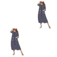 thumbnail image 3 of Qarigey Poliéster Mujer Vestido de noche Casual Cuello Otoño Invierno Cardigan Oficina Ropa de dormir Ropa de dormir Azul oscuro S Azul oscuro S 2Conjunto, 3 of 6