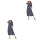 thumbnail image 1 of Minnieouse Vestido de noche de mujer, cuello redondo, manga larga, transpirable, Otoño Invierno, hogar, oficina, bata, ropa de dormir, azul Azul oscuro L 2piezas, 1 of 6