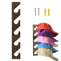 Wall Mounted Wooden Hat Rack Baseball Cap Storage Display Stand Space Saving Organizer with 5 Hooks Home Office Decor Natural Wood Finish