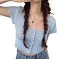 thumbnail image 2 of Camiseta corta para mujer, camiseta corta de punto, camiseta corta de punto de verano, camiseta corta de verano para mujer, materiales de la mejor calidad, 2 of 9