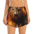 thumbnail image 2 of Pofeuu Cool Fire Lion Print Women's Athletic Shorts Running Workout Shorts Tummy Control Quick Dry Gym Shorts with Pockets Double layer sports shorts-X-Large, 2 of 7