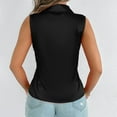 thumbnail image 4 of AherBiu Satin Tank Tops for Women Summer Sleeveless Lapel V Neck Button down Shirts Ladies Work Blouse, 4 of 7