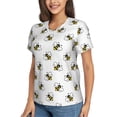 thumbnail image 5 of Yiaed Bee Print Women's T Shirt V-Neck Short Sleeve Shirt Casual Breathable Tee Summer Tops-XX-Large, 5 of 5