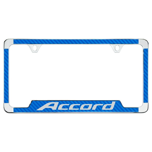 Honda Accord Blue Simulated Carbon Fiber License Plate Frame Holder