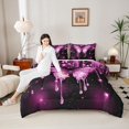 thumbnail image 4 of Homewish Glitter Pink Butterfly Bedding Comforter Set for Teens, Valentines Day Twin Comforter Sets, Modern Fashion Sequin Print Reversible Bedding Set, Breathable Home Decor, 2pcs, 4 of 8