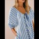 thumbnail image 5 of Mono de Rayas Extragrande para Mujer, Vestido Corto, Mono, Ropa de Playa para Vacaciones con Bolsillos. Azul M, 5 of 7