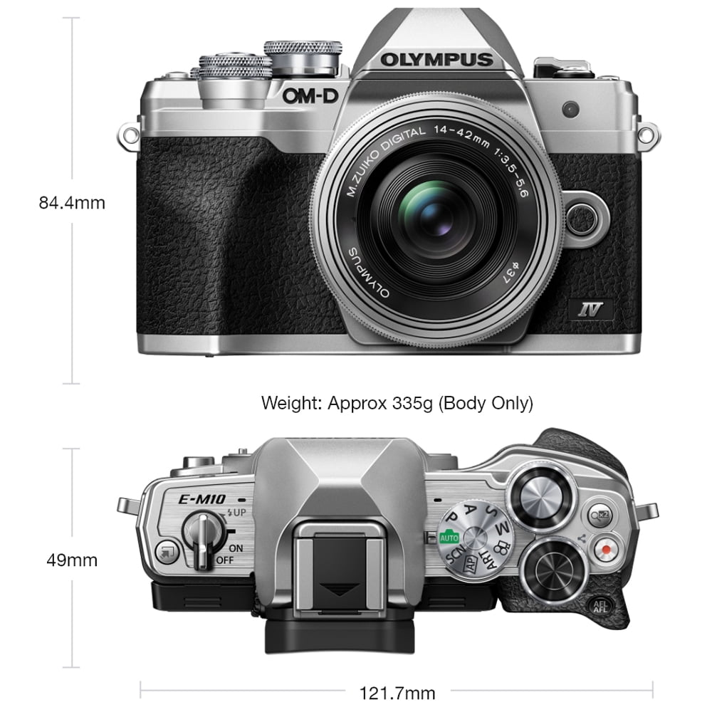Olympus E-M10 Mark IV Digital Camera (Silver) with M.Zuiko Digital ED14-42mm Lens