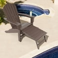 thumbnail image 3 of Gymax Ensemble de 2 Chaises Adirondack de Patio Chaise Longue d'Extérieur en HDPE avec Ottoman Rétractable Café, 3 of 7