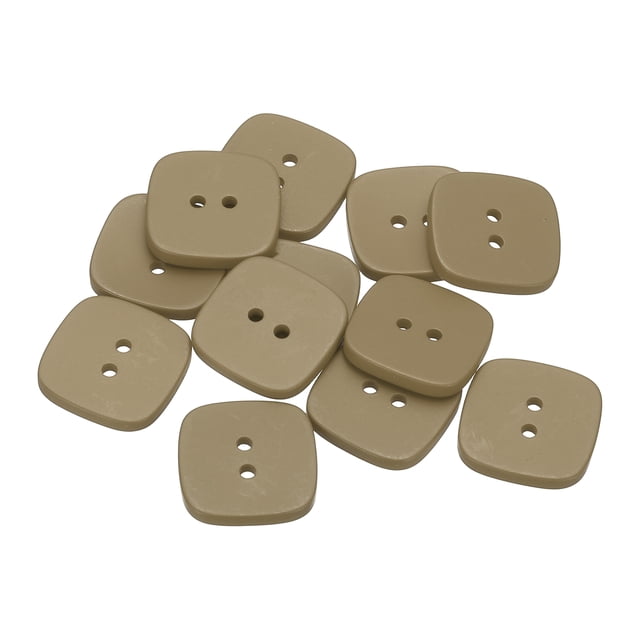 Uxcell 12 piezas Botón de Costura 25 mm (1") 2 Agujeros Botón Cuadrado de Resina Accesorios de Reemplazo para Ropa Decoraciones de Manualidades DIY, Beige Cálido