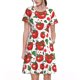 thumbnail image 1 of Balery Hand Drawn Tomatoes Vestidos sueltos de manga corta para mujer, vestidos de verano 2025, vestidos casuales de corte A con vuelo., 1 of 6