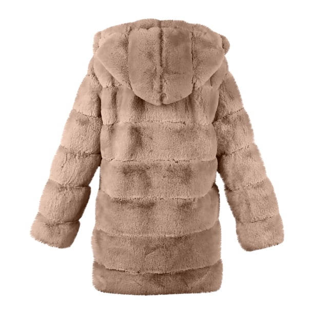 Qertyioot Manteau en Fausse Fourrure Décontracté pour Femmes Veste Chaude d' Hiver à Manches Longues avec Capuche Qertyioot Manteau en Fausse Fourrure Décontracté pour Femmes Veste Chaude d' Hiver à Manches Longues avec Capuche