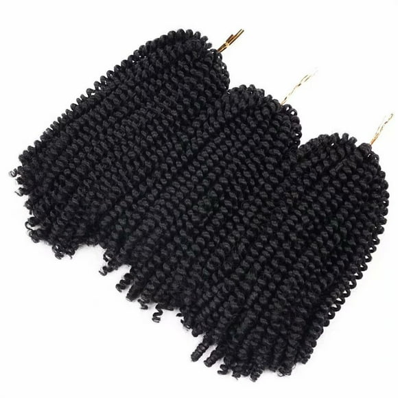 Lot de 3 Couleurs Torsadées à Ressort Tresses au Crochet Extensions de Cheveux Synthétiques Fibre à Basse Température