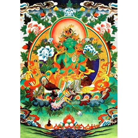 GREEN TARA Tibetan thangka paper poster 14