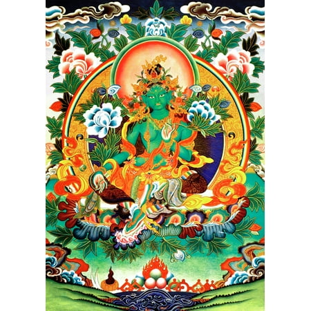 GREEN TARA Tibetan thangka paper poster 14 GREEN TARA Tibetan thangka paper poster 14
