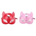 thumbnail image 5 of Women Cats Mask Half Face Cats Mask Leather Cats Ears Mask Cosplay Costume Accessory, 5 of 5