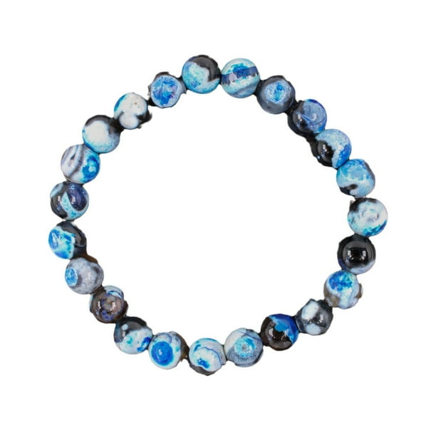 Azul pulsera para hombres y mujeres de piedra natural de cuentas de joyería hecha a mano para el uso diario Casual Boho estilo ajustable Unisex