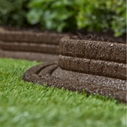 GroundSmart Brickface Landscape Edging, 4' Brown Rubber Garden Edging Border, 48 pack