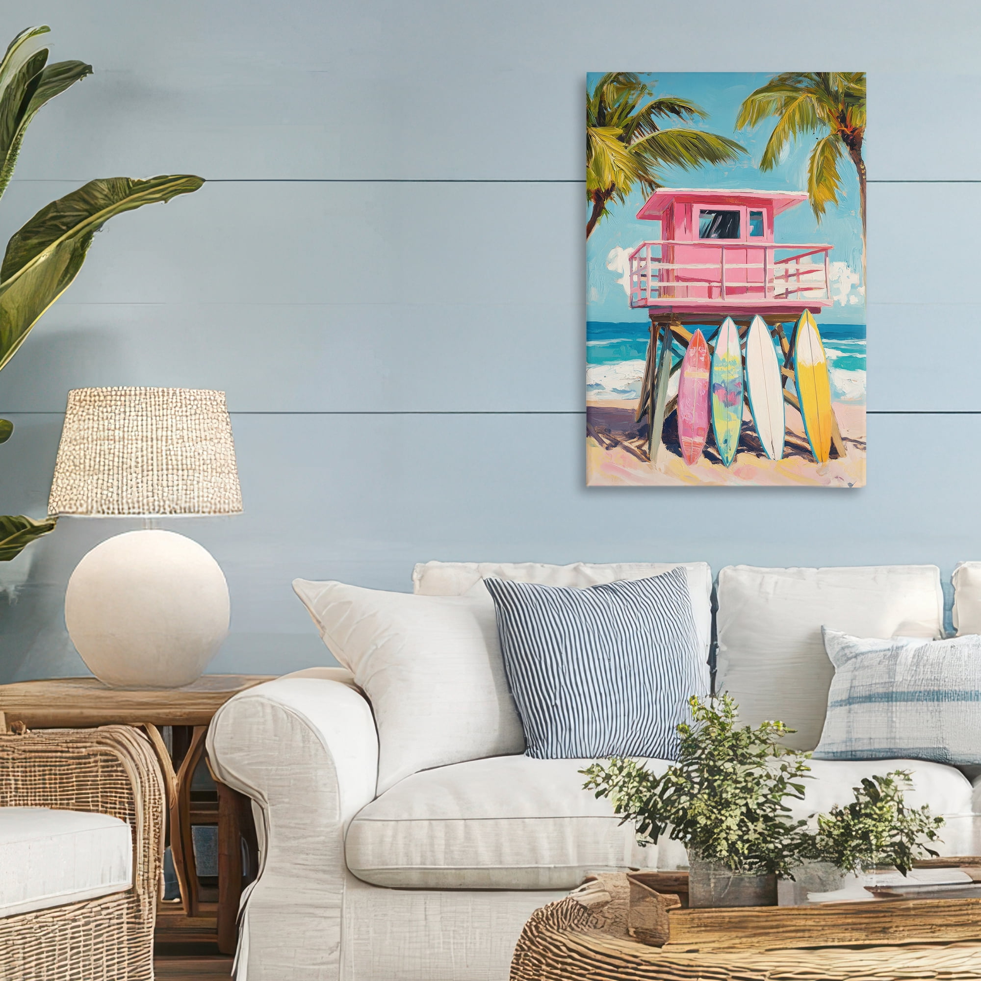 Stupell Industries High Pink Surf Shack Canvas Wall Art, design by Petal Prints Design