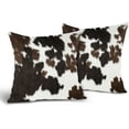 thumbnail image 2 of Western Cow Print Pillow Covers 18x18 Inch Set of 2 Brown Black White Cowhide Throw Pillow Covers Animal Skin Farmhouse Pillow Case for Home Couch Bed Sofa Decor, 2 of 6