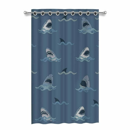 Mkhert Angry Shark Fish Blackout Window Curtain Drapes