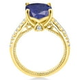 thumbnail image 3 of Gem Stone King 3.77 Ct Blue Lapis White Created Sapphire 18K Yellow Gold Plated Silver Ring (Size 5), 3 of 6