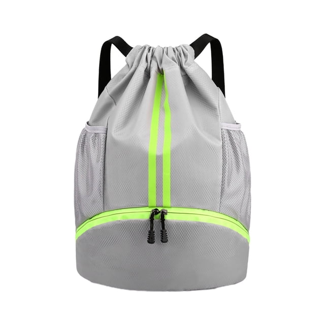 Sports Drawstring Backpack - Water Resistants String Bag With Side Mesh Pockets Shoe Compartment Gym Backpack For Women Men