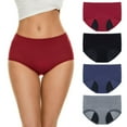 thumbnail image 1 of Valcatch Womens Period Underwear for Women Cotton Four-layer Leak Proof Menstrual Panties Mid Waist Hipster Briefs With Dark Lining 4-Pack, 1 of 6