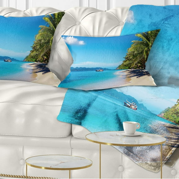 Designart Tropical Beach Thailand - Photography Throw Pillow - 12x20