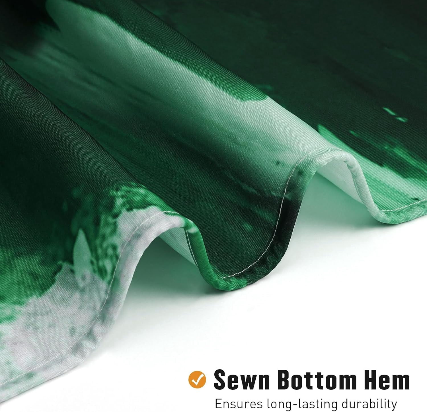 Extra Long Emerald Green Shower Curtain Set 72 x 84, Modern Ombre 84 inch XL Shower Curtains for Chic Vintage Bathroom Decor, Brush Strokes Oil Painting Fabric Abstract Shower Curtain